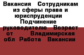 Вакансия : Сотрудникам из сферы права и юриспруденции › Подчинение ­ руководителю › Возраст от ­ 17 - Владимирская обл. Работа » Вакансии   